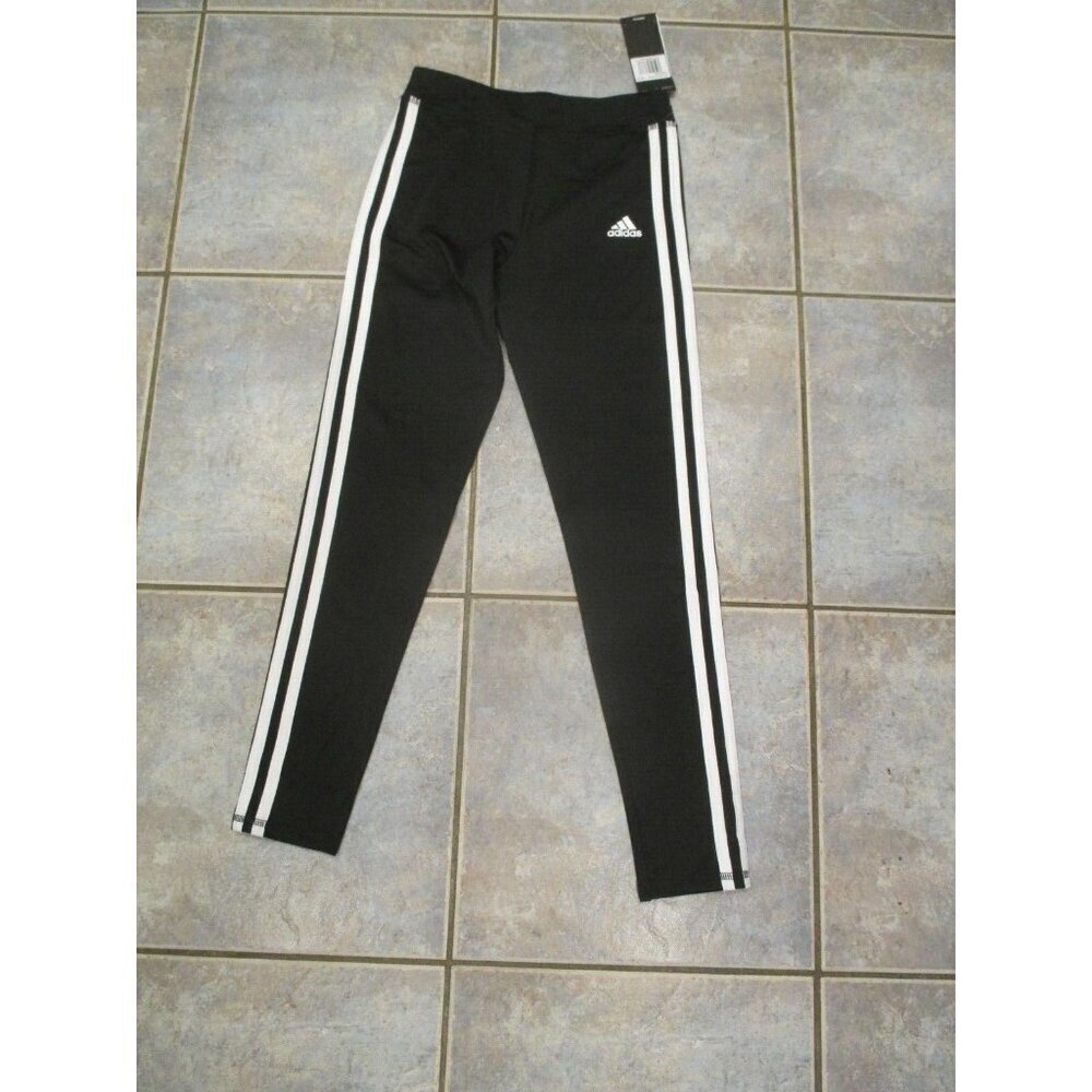 NWT Adidas Track Pants Youth Medium 3 Stripes Athletic Black Jogger Unisex
